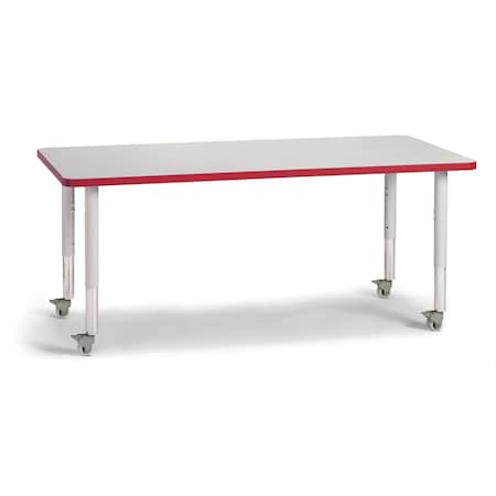 Jonti-Craft Berries Rectangle Activity Table, 30 in. x 60 in., Mobile, Freckled Gray/Red/Gray 6408JCM008